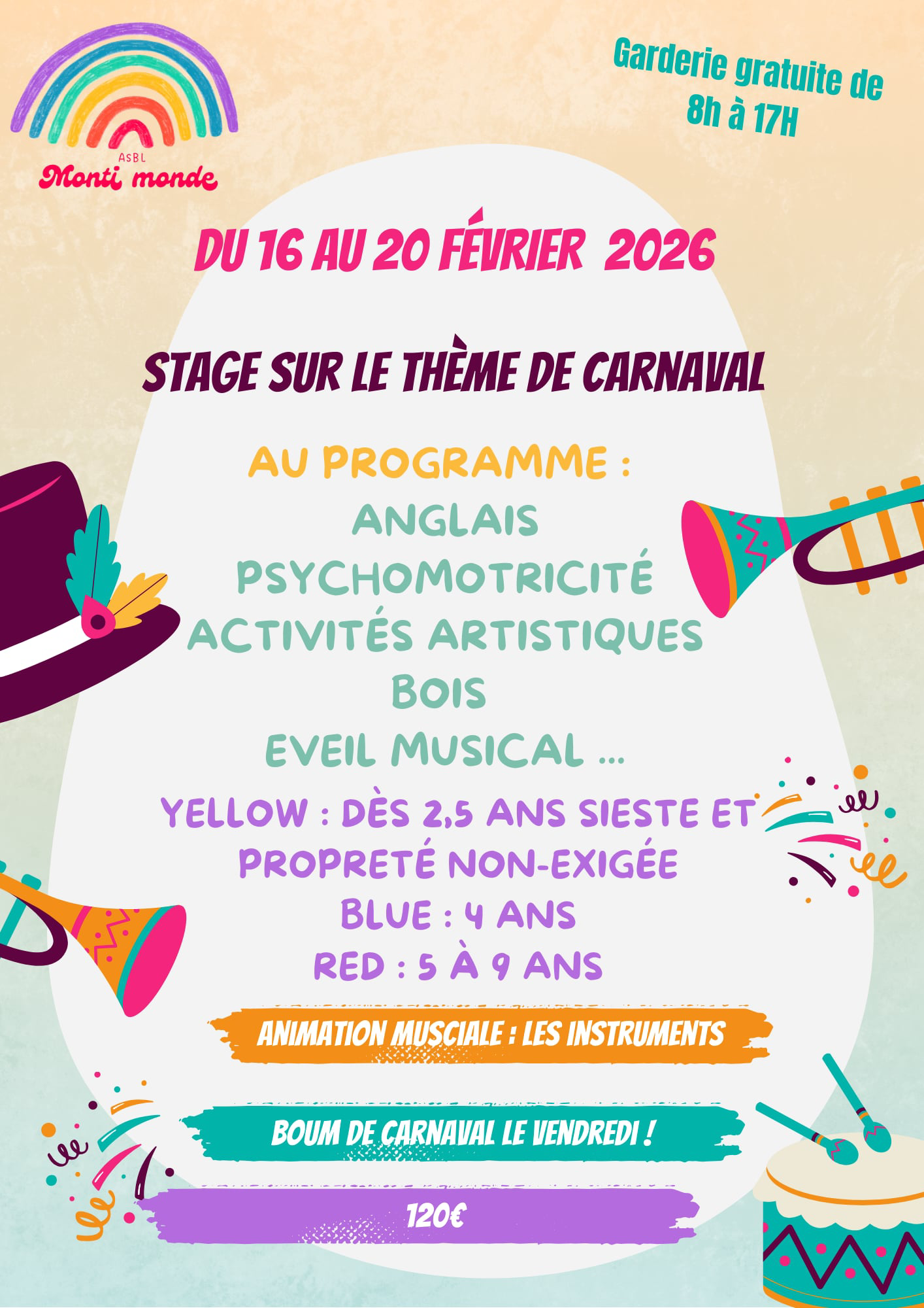 Flyer pour le stage Carnaval - Éveil Musical